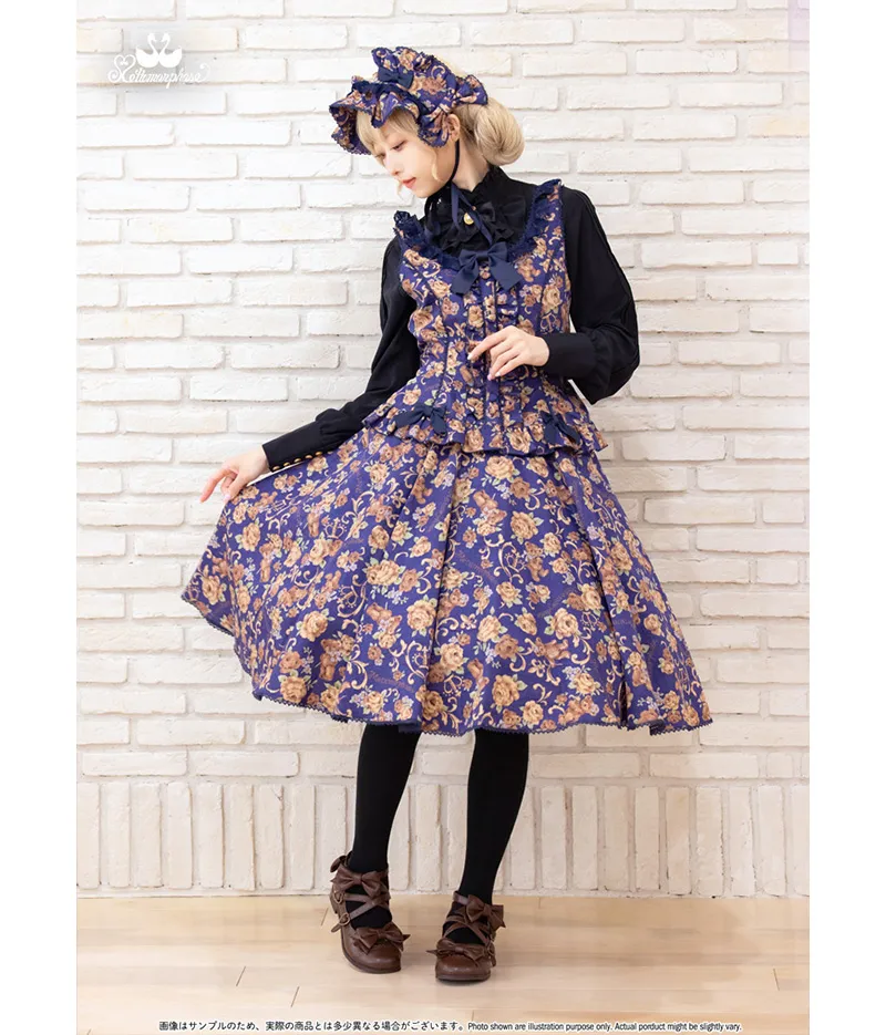 【新品/未使用】メタモルフォーゼ　ゴブラン風くまちゃん　レースアップフリルjsk ゴブラン風くまちゃんレースアップフリルジャンパースカート