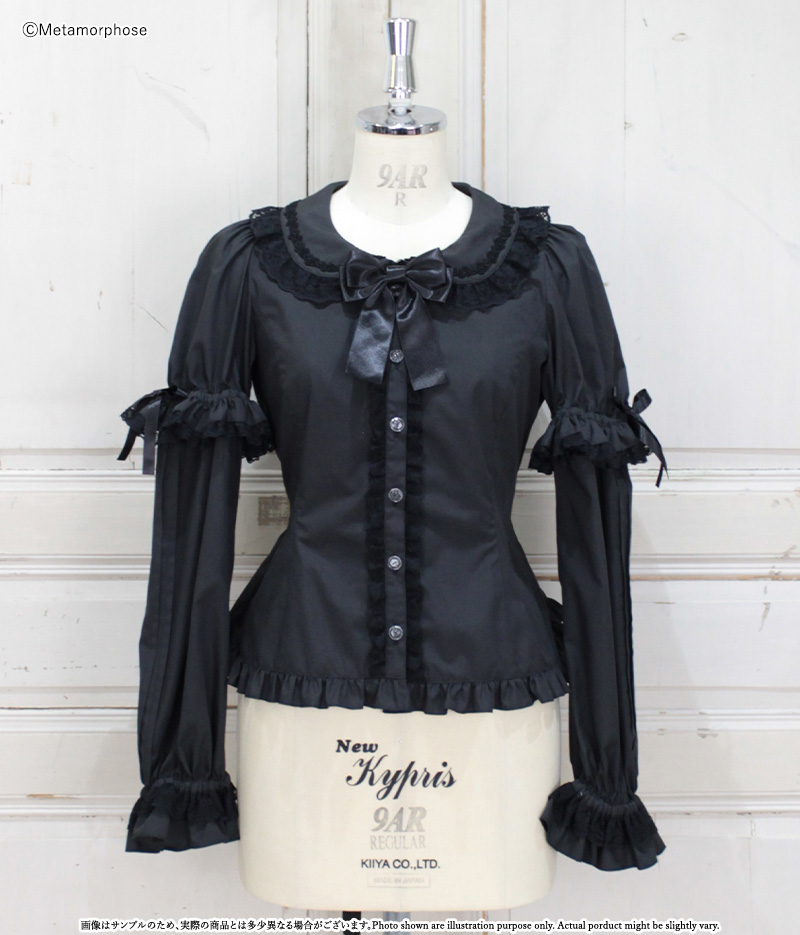 メタモルフォーゼ 袖取り外し丸襟ブラウス 黒 袖取り外し丸襟ブラウス - ブラウス、カットソー、カーディガン