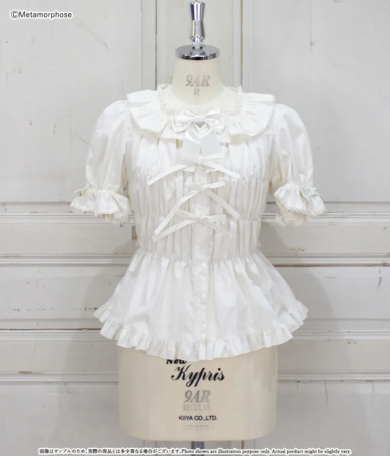 Short Sleeve Square Neck Frill Blouse・Broadcloth | Metamorphose