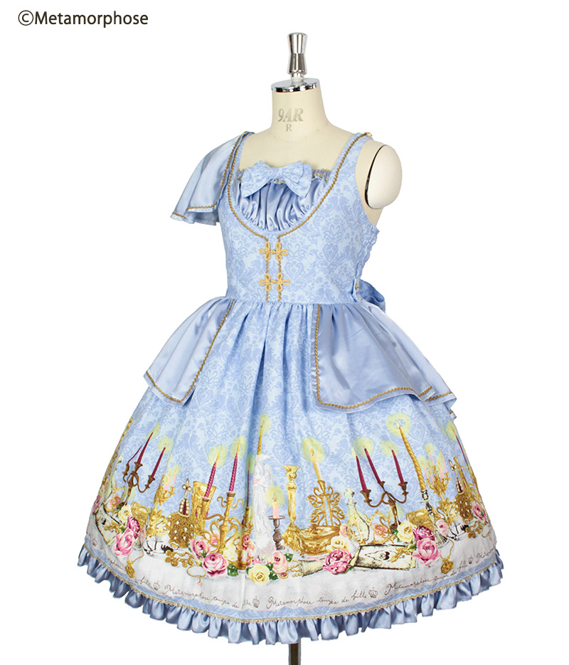 国内初の直営店 新品metamorphoseメタモルフォーゼ日本のロリィタグリーン花柄ワンピース ひざ丈ワンピース