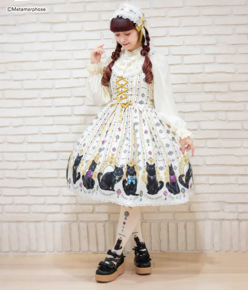 Pre-Order] [Plus Size] Brilliant Jewelry Cat Lace Up JSK