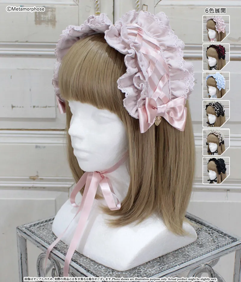 スワンチャームつきレースアップフリルヘッドドレス - ボンネット