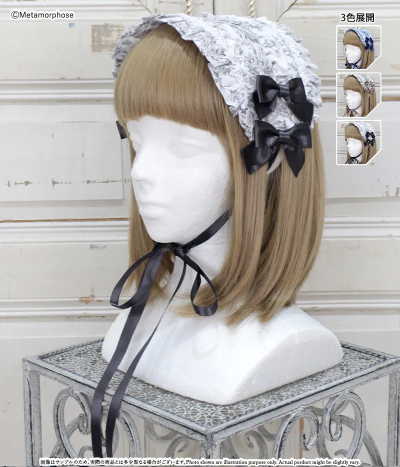 Toile de Jouy Bouquet ヘッドドレス - ボンネット、ヘッドドレス