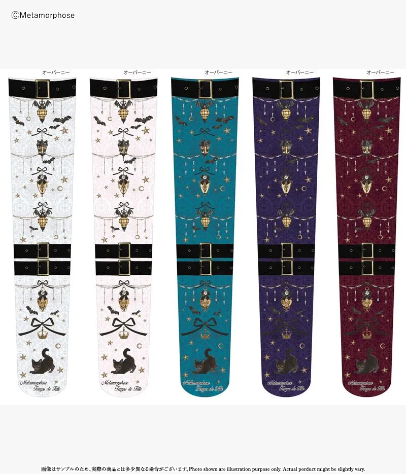 ロリィタ/靴下まとめ売り/BABY,/メタモルフォーゼ/オーバーニー/タイツ まいごの子猫と魔法のランタン プリントオーバーニー - 靴下