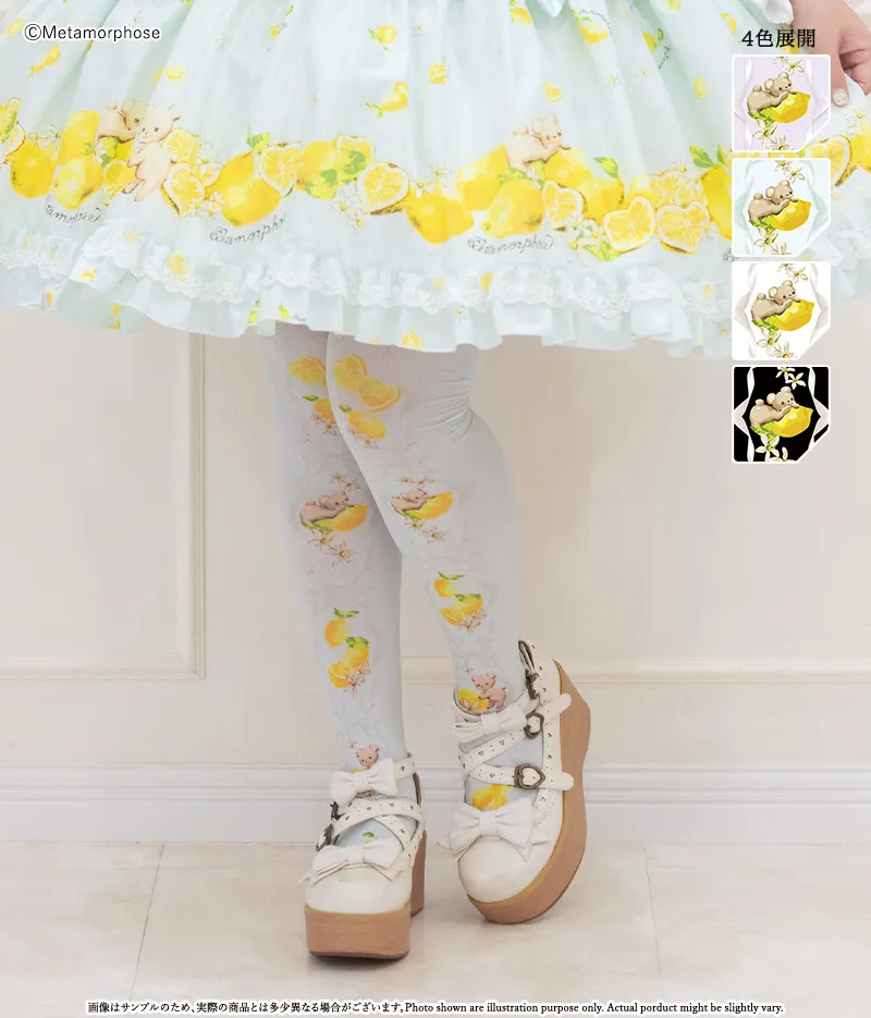 Dreaming heart♡Lemon プリントオーバーニー - 靴下