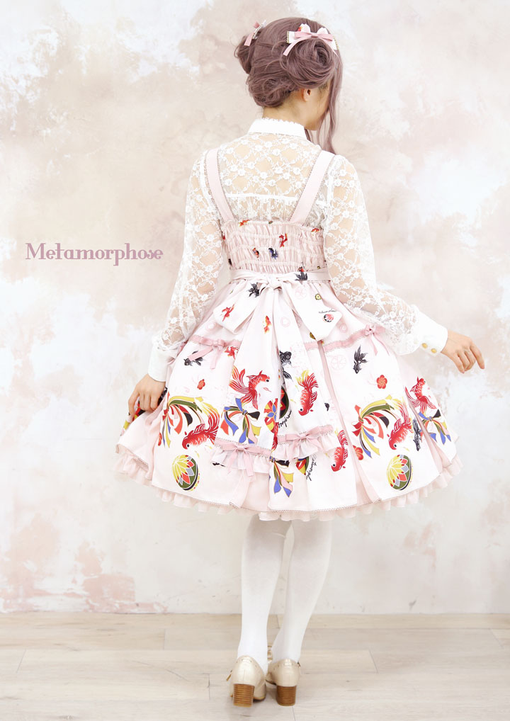 metamorphose 乙女の白昼夢 タックジャンパースカート 黒紺色 和ロリ